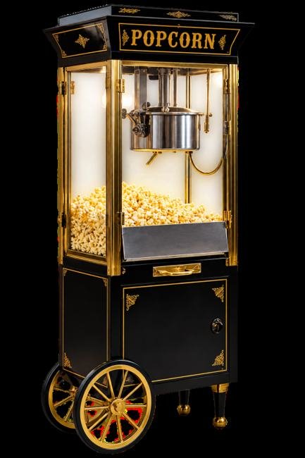 Black and gold vintage popcorn machine